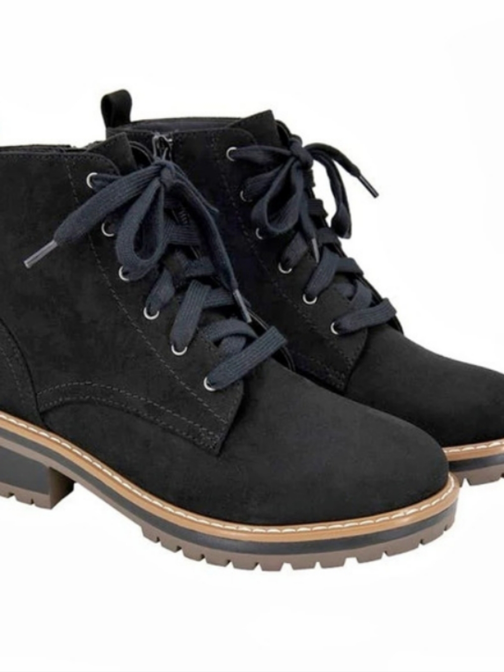 Kensie Black Lace-Up Ankle Boots Size 7